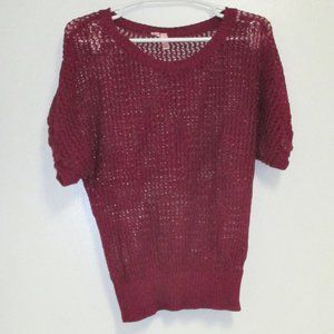 Shirt - Sweater - Sheer Purple Short Sleeve Pull Over Knit Shirt